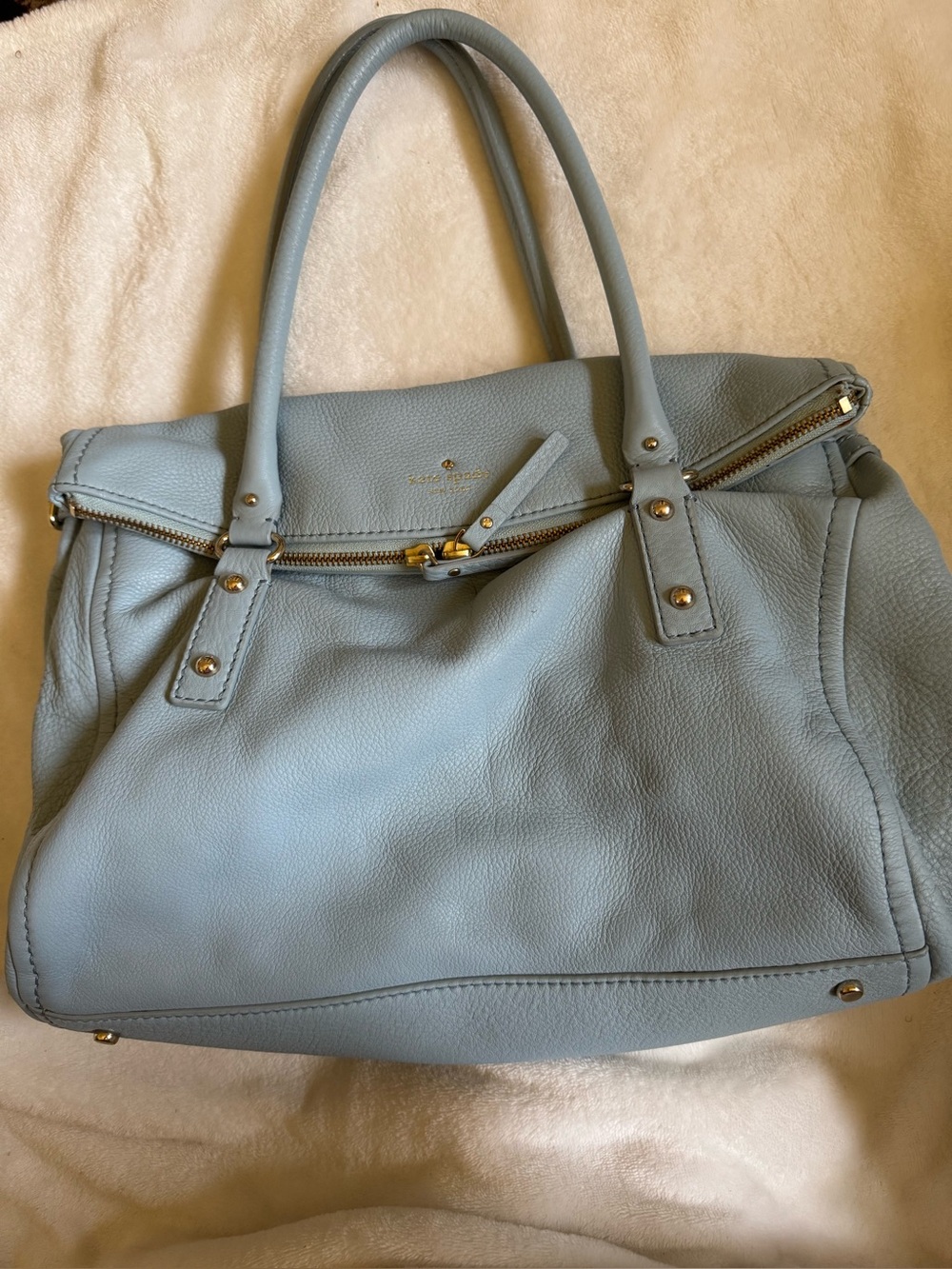 kate spade Light Blue Pebbled Leather Tote